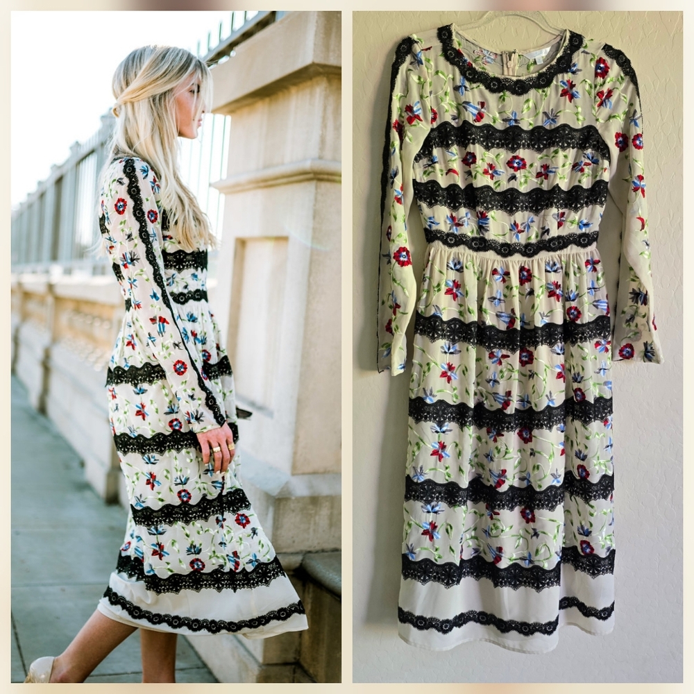 Modcloth Geode Floral Embroidered Lace Dress Size‎ Small